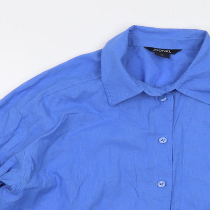 Womens UK Size XS Monki Blue Basic Button-Up