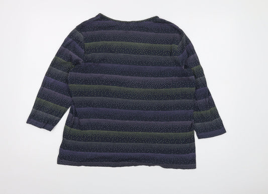 Maine Womens Multicoloured Geometric Cotton Basic T-Shirt Size 18 Square Neck