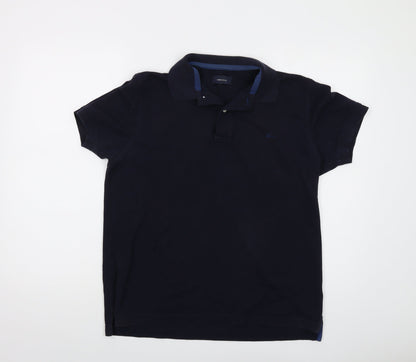 Cortefiel Mens Blue Cotton Polo Size M Collared Button
