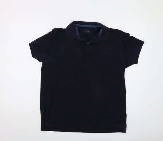 Cortefiel Mens Blue Cotton Polo Size M Collared Button