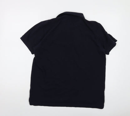 Cortefiel Mens Blue Cotton Polo Size M Collared Button