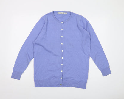 Womens UK Size 14 Isle Blue Cardigan Jumper