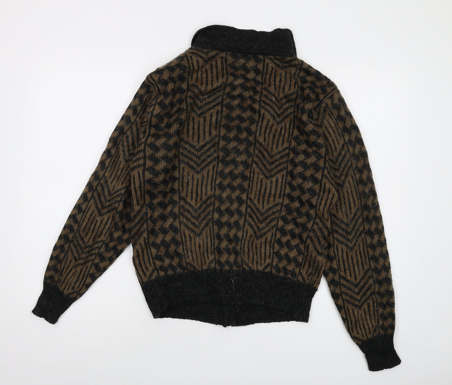 Asddale Womens Brown V-Neck Geometric Acrylic Cardigan Jumper Size 12