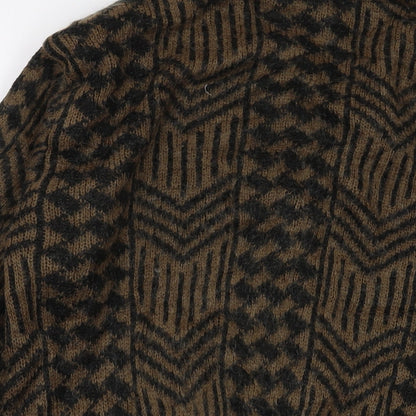 Asddale Womens Brown V-Neck Geometric Acrylic Cardigan Jumper Size 12