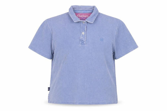 Chatham Womens Blue Cotton Basic Polo Size 12 Collared