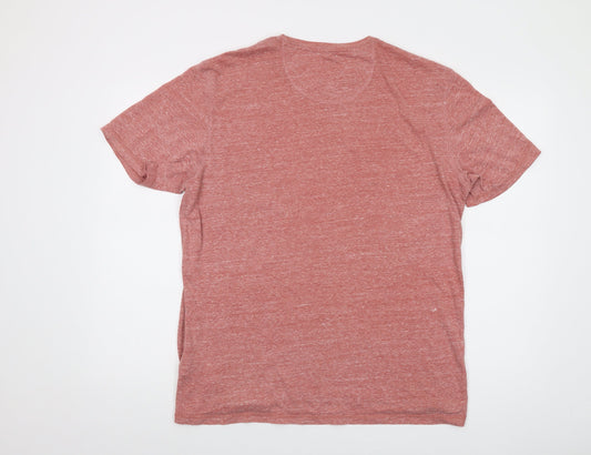 North Coast Mens Red Polyester T-Shirt Size L Crew Neck