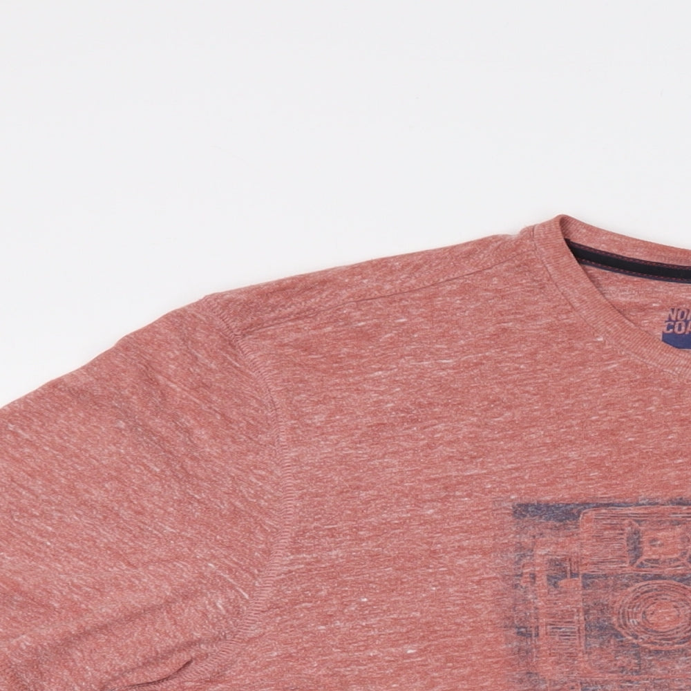 North Coast Mens Red Polyester T-Shirt Size L Crew Neck