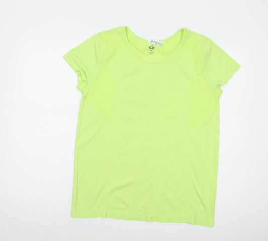 Athletic Works Womens Green Nylon Basic T-Shirt Size XL Round Neck Pullover