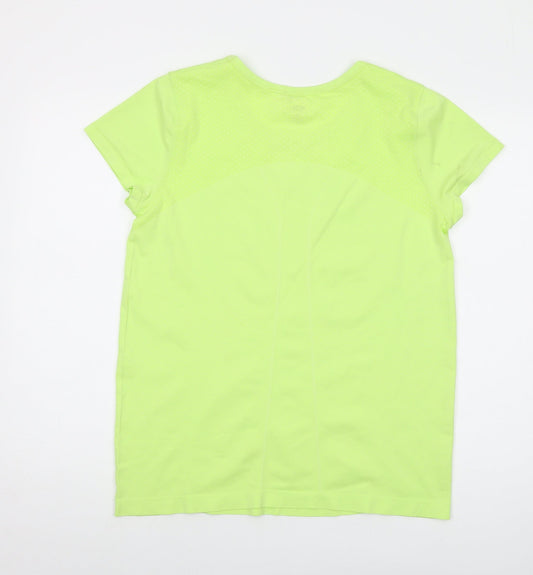 Athletic Works Womens Green Nylon Basic T-Shirt Size XL Round Neck Pullover