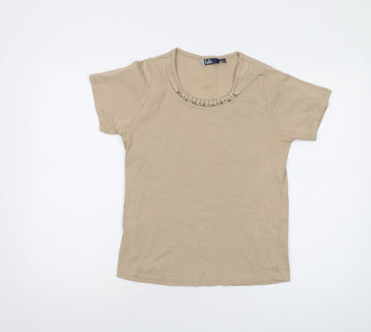 Womens UK Size 10 Isle Beige Basic T-Shirt