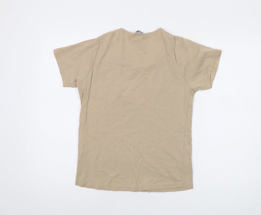 Womens UK Size 10 Isle Beige Basic T-Shirt