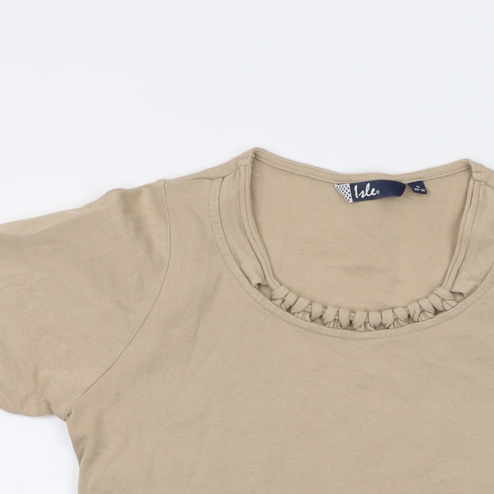 Womens UK Size 10 Isle Beige Basic T-Shirt