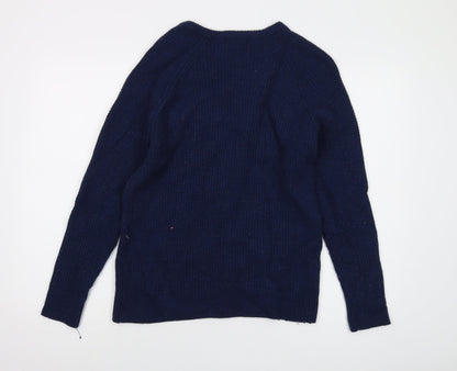 Crew Clothing Womens Blue Crew Neck Wool Pullover Jumper Size M