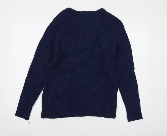 Crew Clothing Womens Blue Crew Neck Wool Pullover Jumper Size M