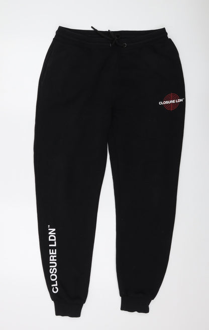Mens UK Size L CLOSURE Regular Fit Sweatpants Black Trousers