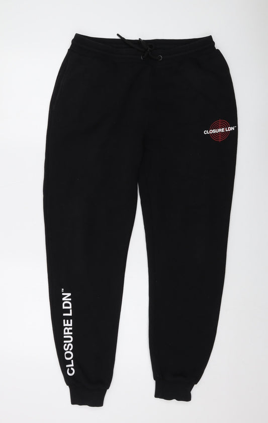 Mens UK Size L CLOSURE Regular Fit Sweatpants Black Trousers