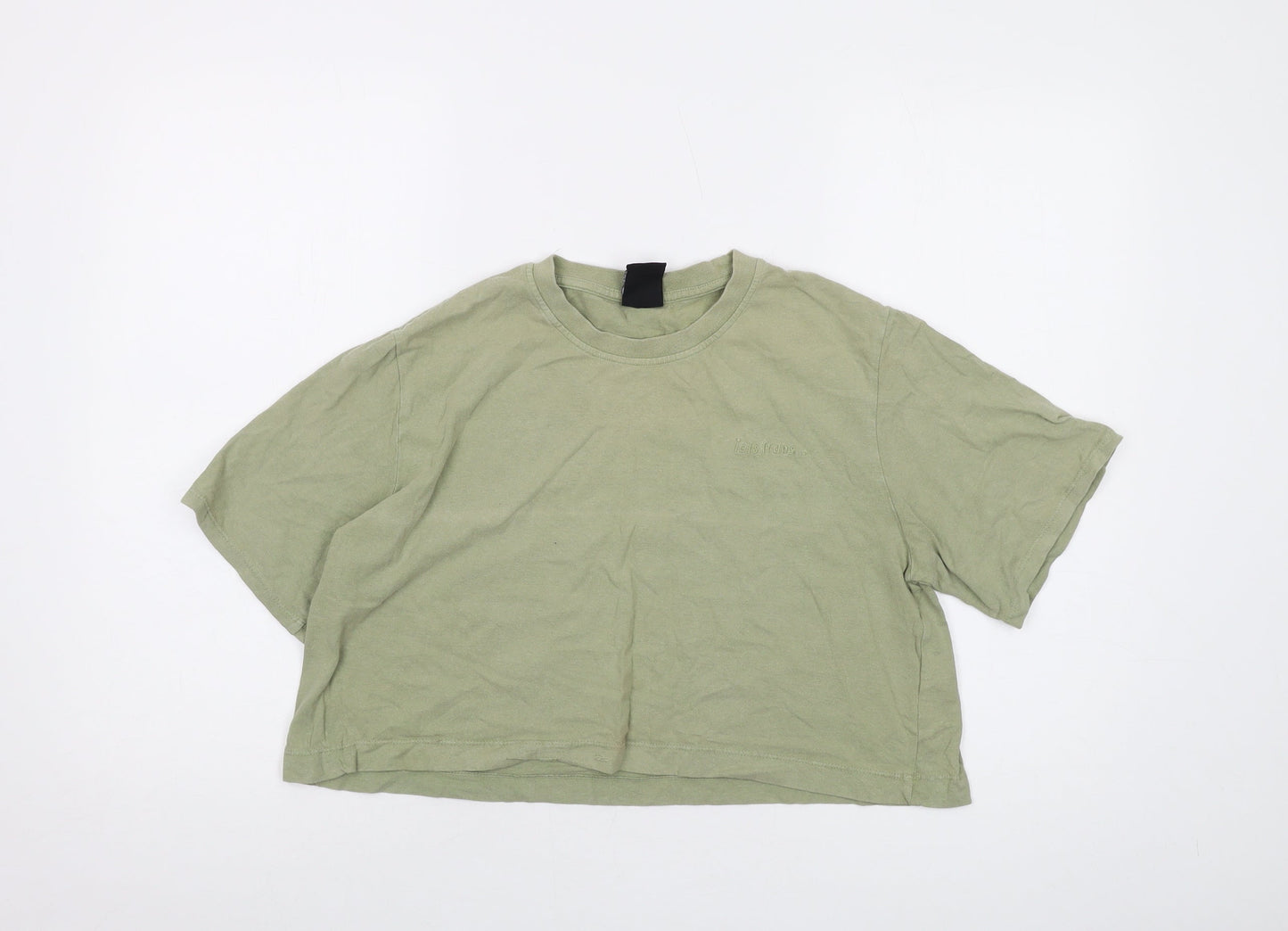 iets frans... Womens Green Cotton Cropped T-Shirt Size S Crew Neck