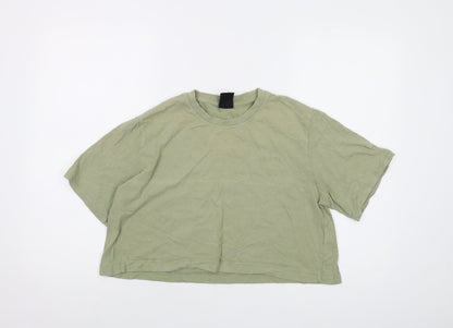 iets frans... Womens Green Cotton Cropped T-Shirt Size S Crew Neck
