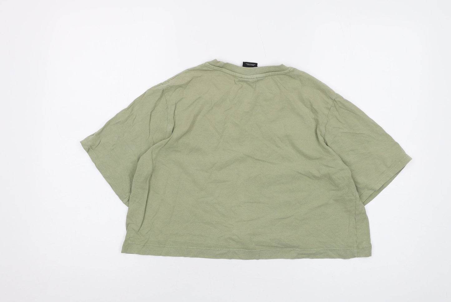 iets frans... Womens Green Cotton Cropped T-Shirt Size S Crew Neck