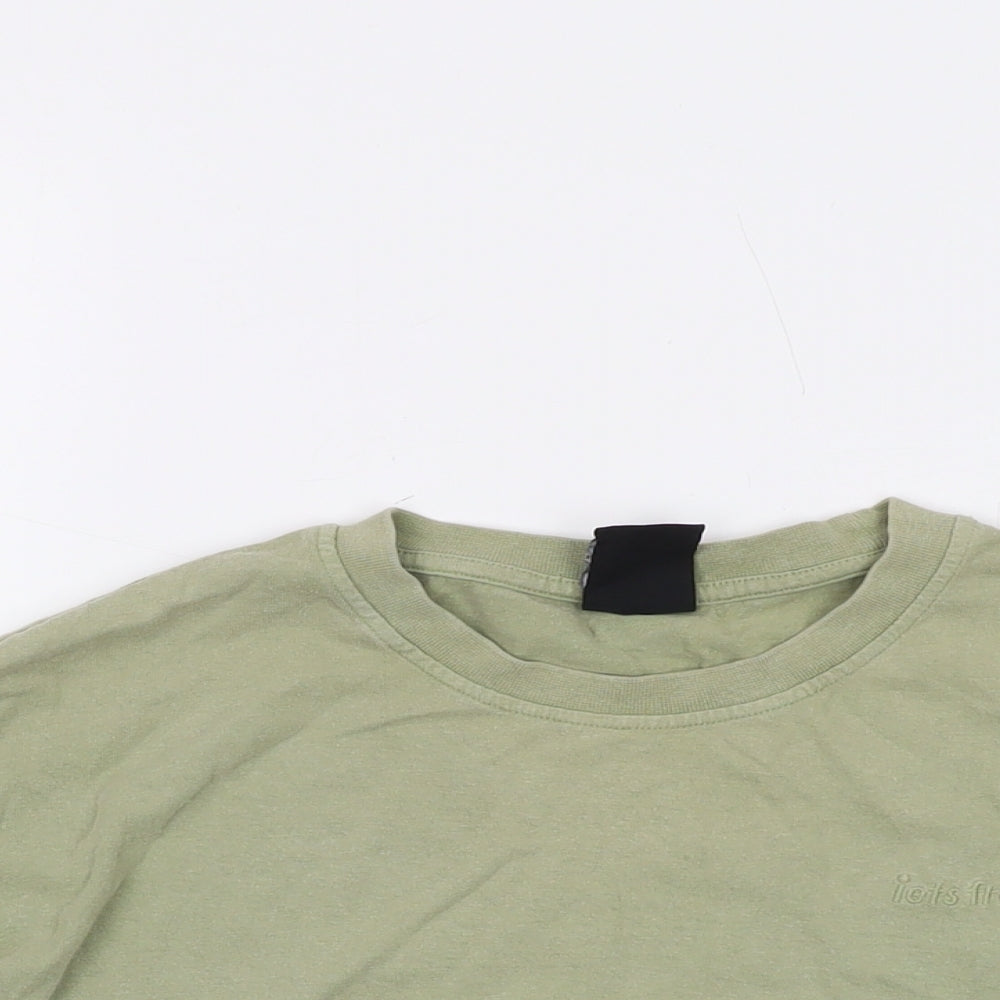 iets frans... Womens Green Cotton Cropped T-Shirt Size S Crew Neck