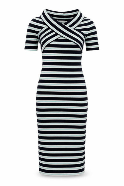 Oasis Womens Multicoloured Striped Viscose Bodycon Size XS V-Neck Pullover