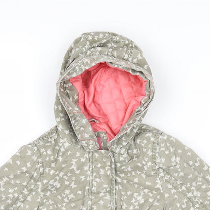 Mothercare Girls Green Geometric Basic Coat Coat Size 12-18 Months Zip - Butterflies