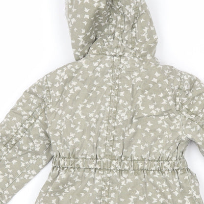 Mothercare Girls Green Geometric Basic Coat Coat Size 12-18 Months Zip - Butterflies