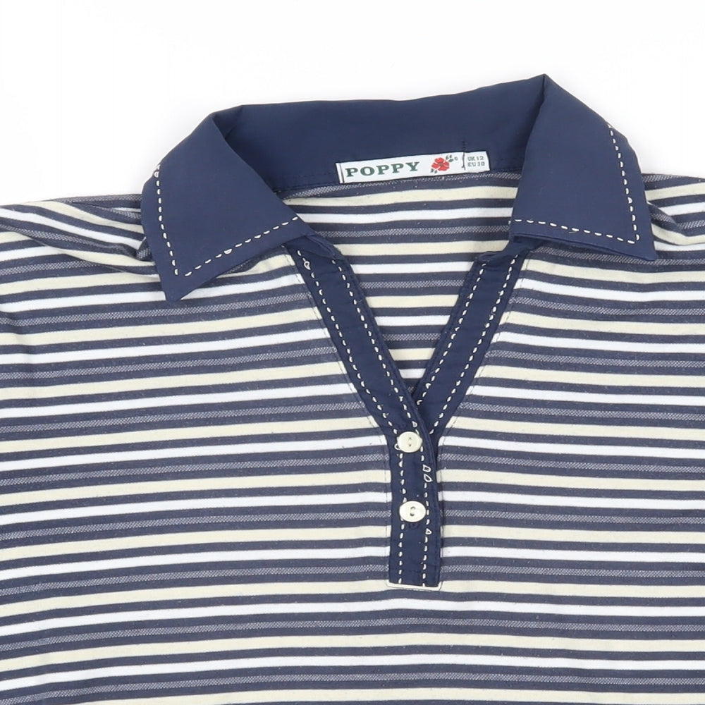 Womens UK Size 12 Poppy Blue Basic Polo