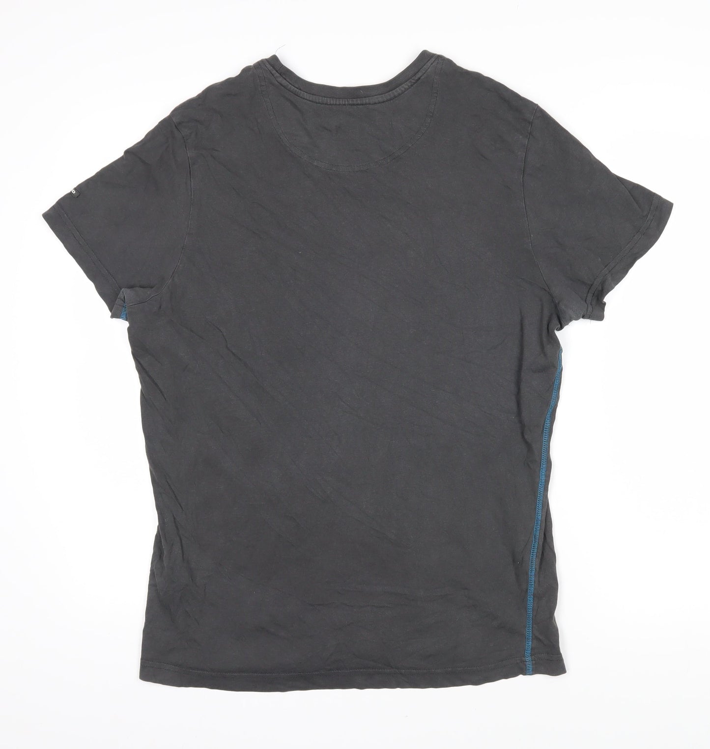 Blend Mens Grey Cotton T-Shirt Size XL Round Neck - POWER real blended 58