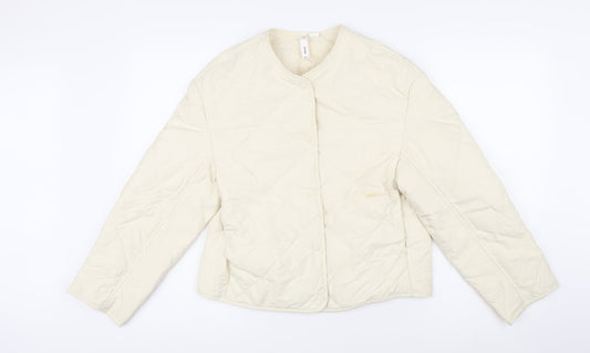 MNG Womens Ivory Quilted Jacket Size XS Snap