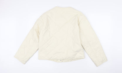 MNG Womens Ivory Quilted Jacket Size XS Snap