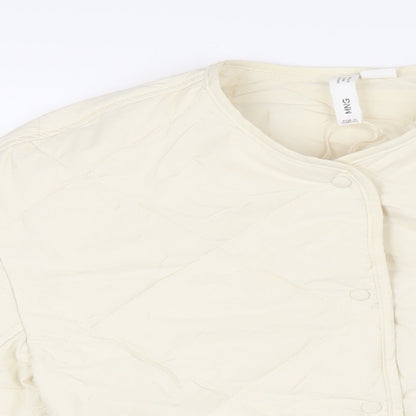 MNG Womens Ivory Quilted Jacket Size XS Snap