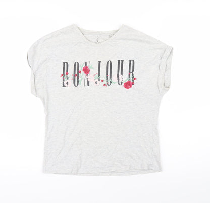 NEXT Girls Grey 100% Cotton Basic T-Shirt Size 12 Years Round Neck Pullover - Bonjour