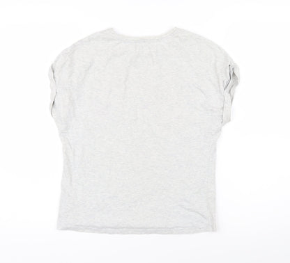 NEXT Girls Grey 100% Cotton Basic T-Shirt Size 12 Years Round Neck Pullover - Bonjour