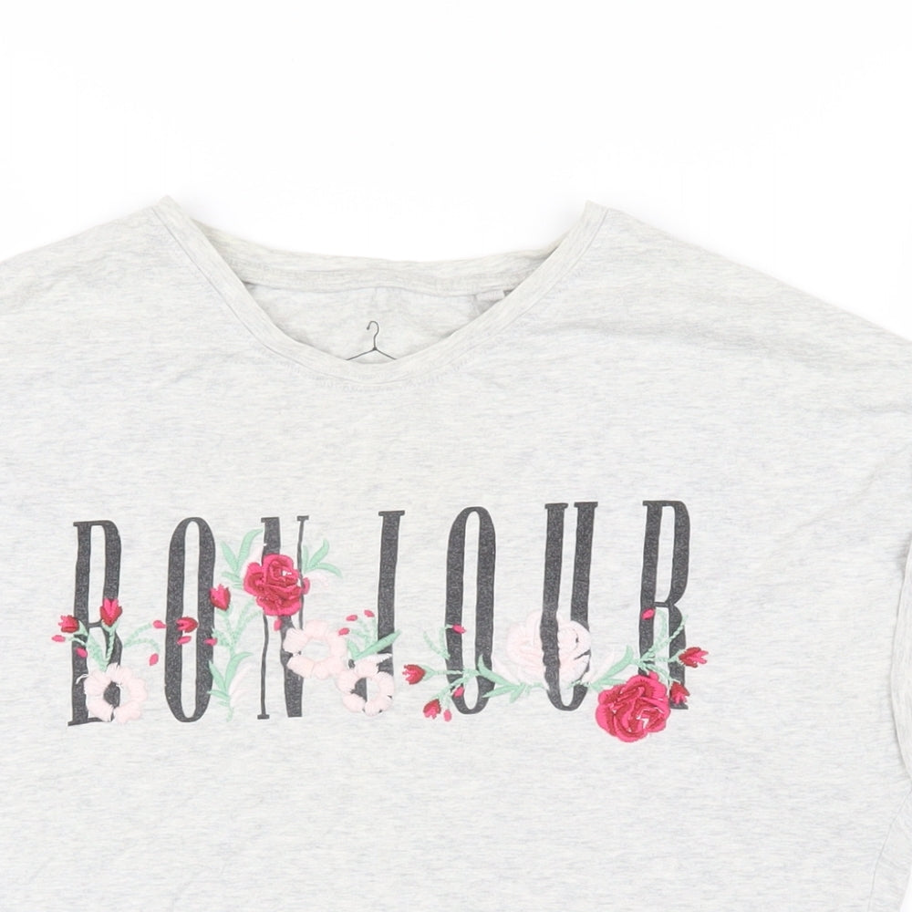 NEXT Girls Grey 100% Cotton Basic T-Shirt Size 12 Years Round Neck Pullover - Bonjour