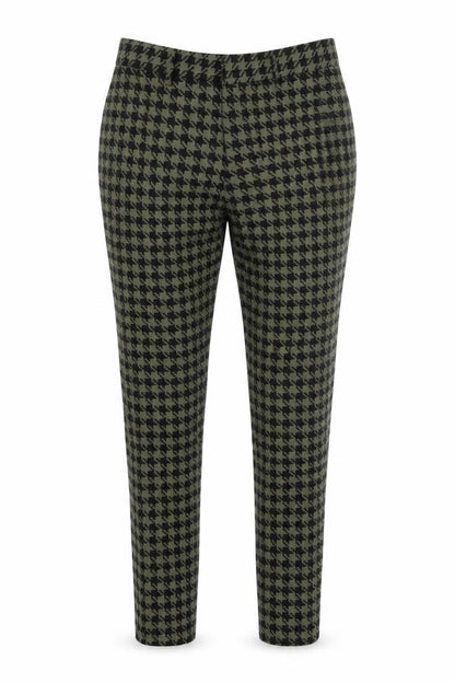 ASOS Womens Green Geometric Polyamide Trousers Size 30 in L31 in Regular Zip - Houndstooth pattern