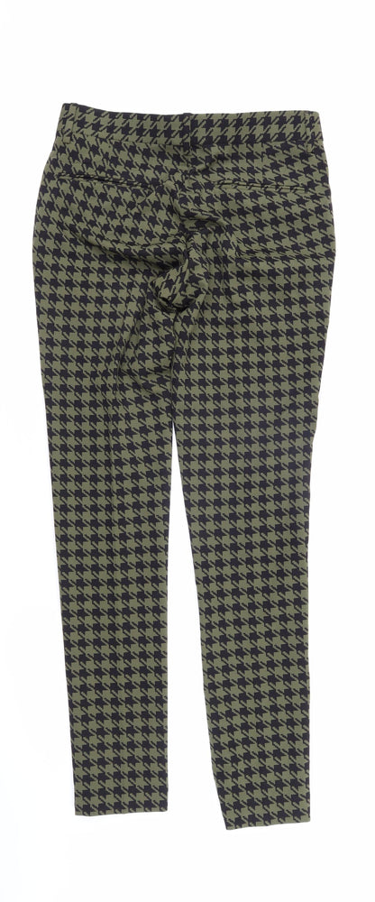 ASOS Womens Green Geometric Polyamide Trousers Size 30 in L31 in Regular Zip - Houndstooth pattern