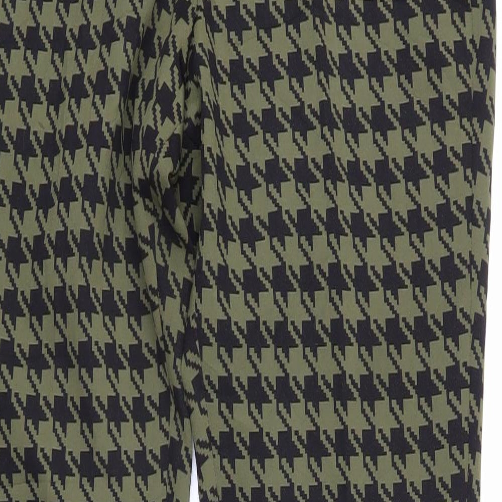 ASOS Womens Green Geometric Polyamide Trousers Size 30 in L31 in Regular Zip - Houndstooth pattern