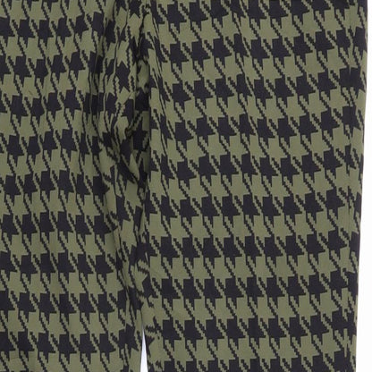 ASOS Womens Green Geometric Polyamide Trousers Size 30 in L31 in Regular Zip - Houndstooth pattern