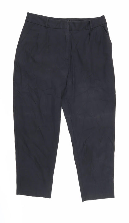 Finery Womens Black Cotton Trousers Size 14 L24 in Regular Zip
