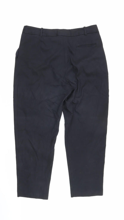 Finery Womens Black Cotton Trousers Size 14 L24 in Regular Zip