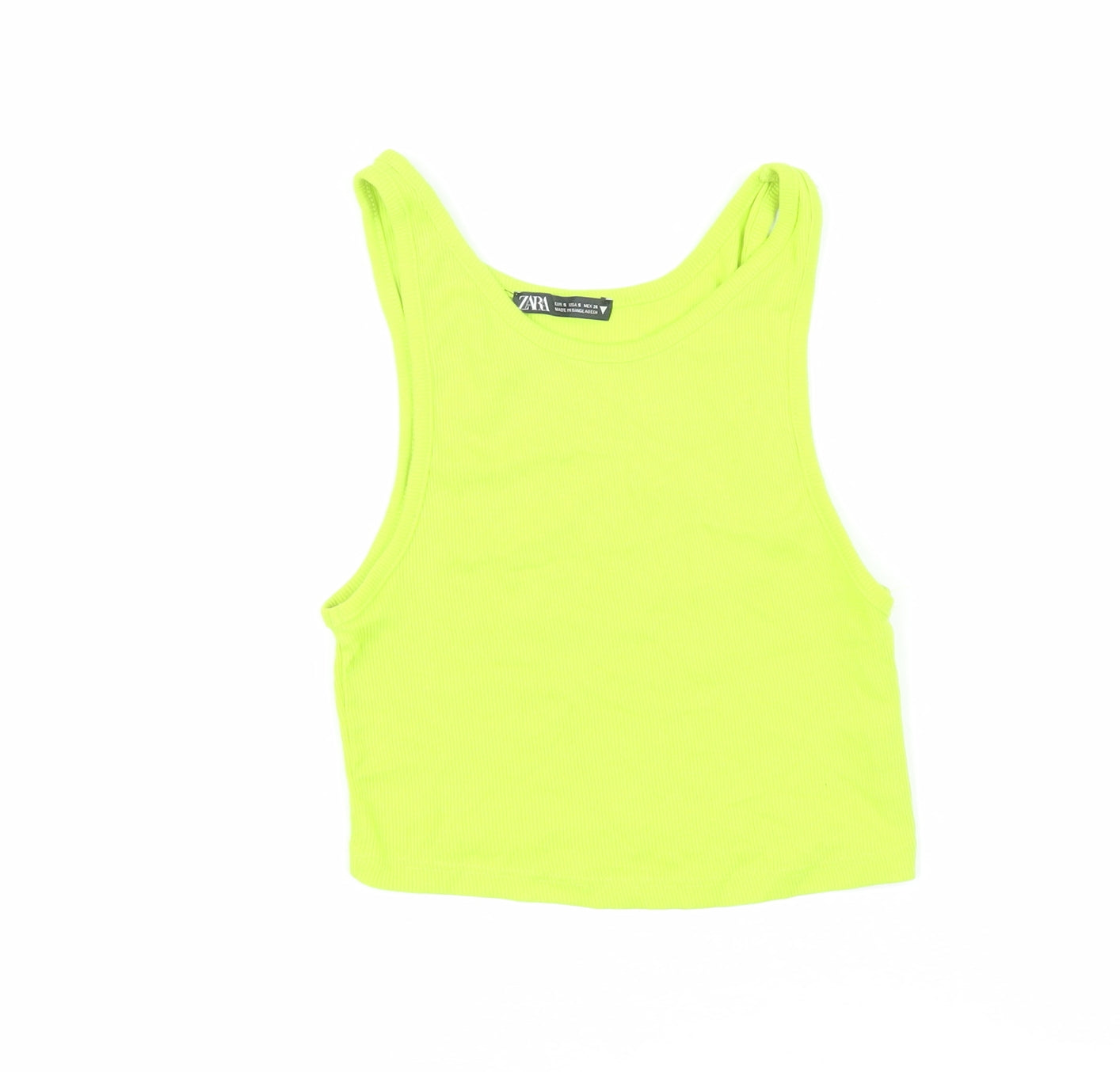 Womens UK Size S Zara Green Basic T-Shirt