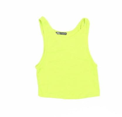 Womens UK Size S Zara Green Basic T-Shirt