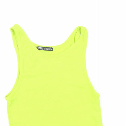 Womens UK Size S Zara Green Basic T-Shirt