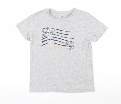 La Redoute Boys Grey Cotton Basic T-Shirt Size 12 Years Round Neck Pullover - Post office Air mail Passport International