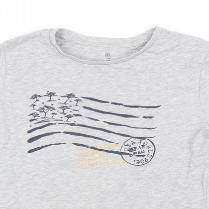 La Redoute Boys Grey Cotton Basic T-Shirt Size 12 Years Round Neck Pullover - Post office Air mail Passport International