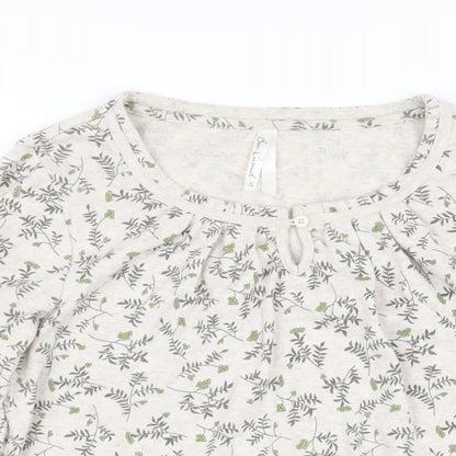 Womens UK Size S BM Beige Basic T-Shirt