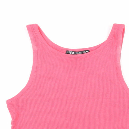 Womens UK Size S Zara Pink Basic T-Shirt