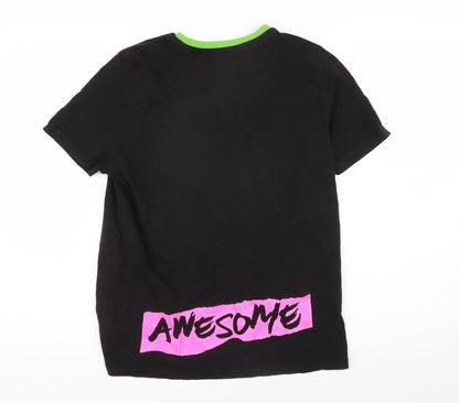 NEXT Girls Black 100% Cotton Basic T-Shirt Size 15 Years Round Neck Pullover - Skull