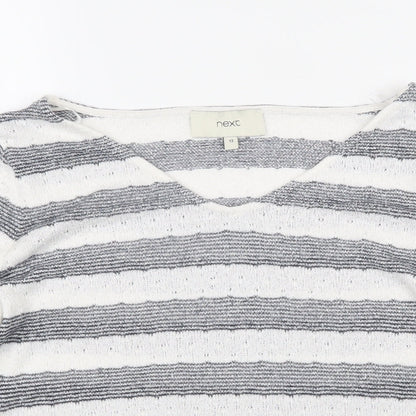 NEXT Womens Blue Striped Viscose Tunic Blouse Size 12 V-Neck